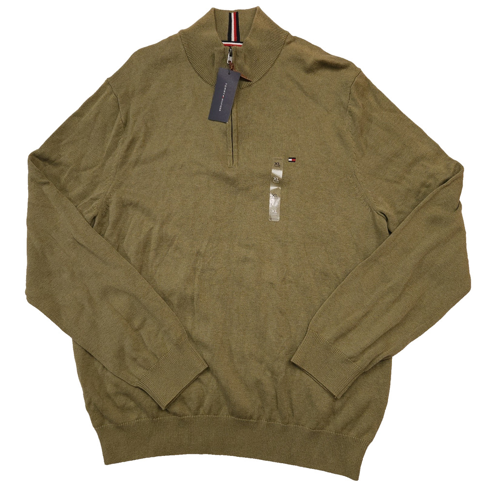 NEW Tommy Hilfiger 1/4 Zip Sweater Men's size XL Green Pullover Golf Layer